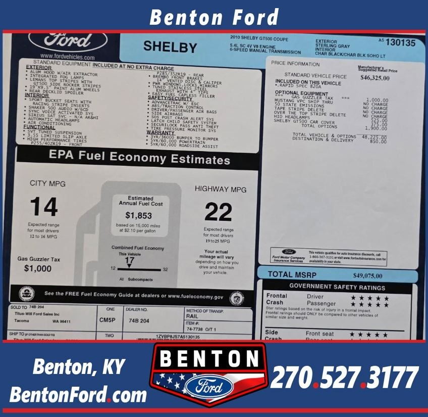 2010 Ford Mustang Shelby GT500