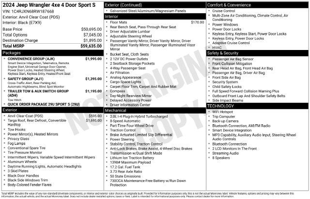 2024 Jeep Wrangler Sport S 4xe