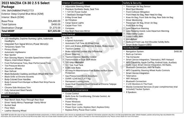 2023 Mazda Mazda CX-30 2.5 S Select Package