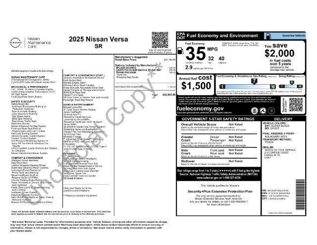 2025 Nissan Versa 1.6 SR