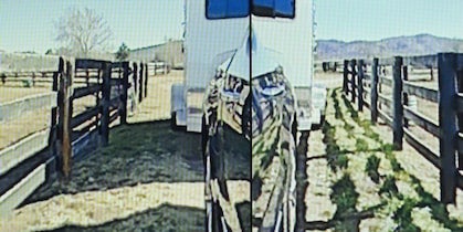 A driving view from the camera when towing a trailer