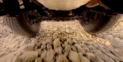 Camera view of the underbody of a Chevrolet truck
