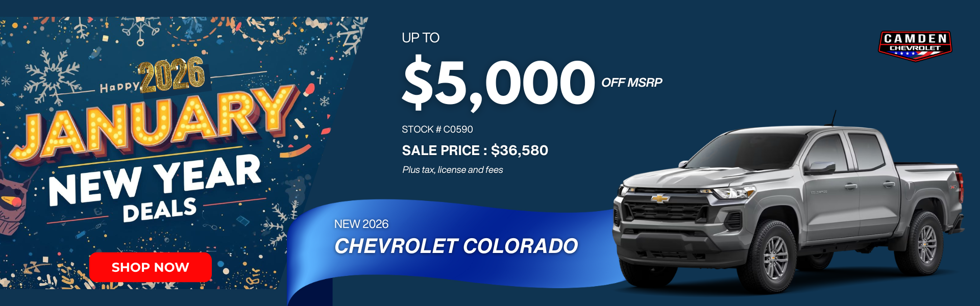 Silver 2026 Chevy Colorado - Up to $5,000 off MSRP 