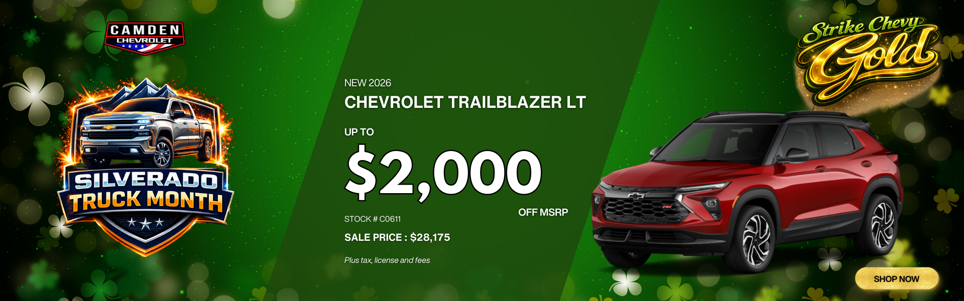 St patricks themed banner 2026 Chevy Trailblazer