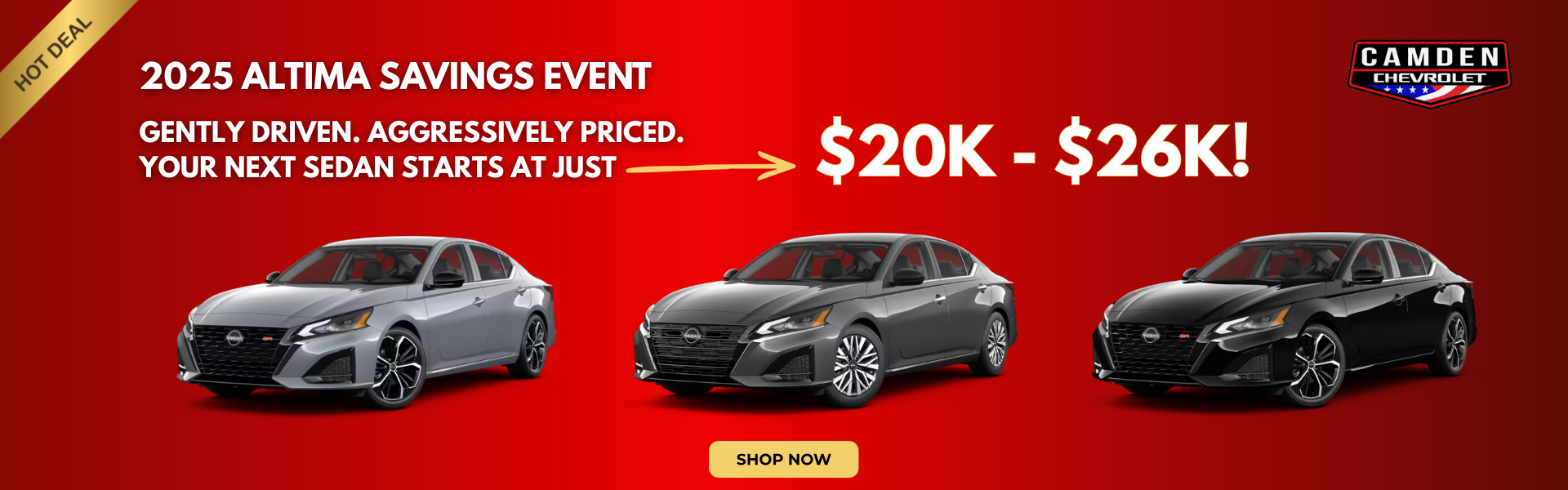 a 2025 Nissan Altima event with a red background