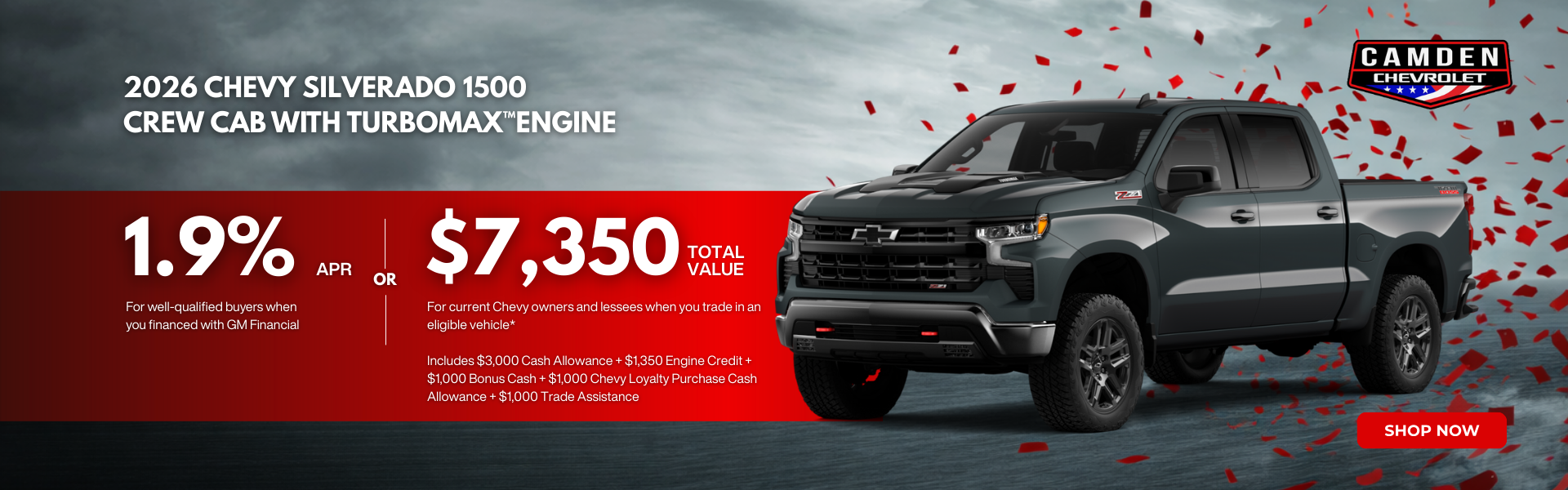 2026 Chevy Silverado 1500 with a hazy background