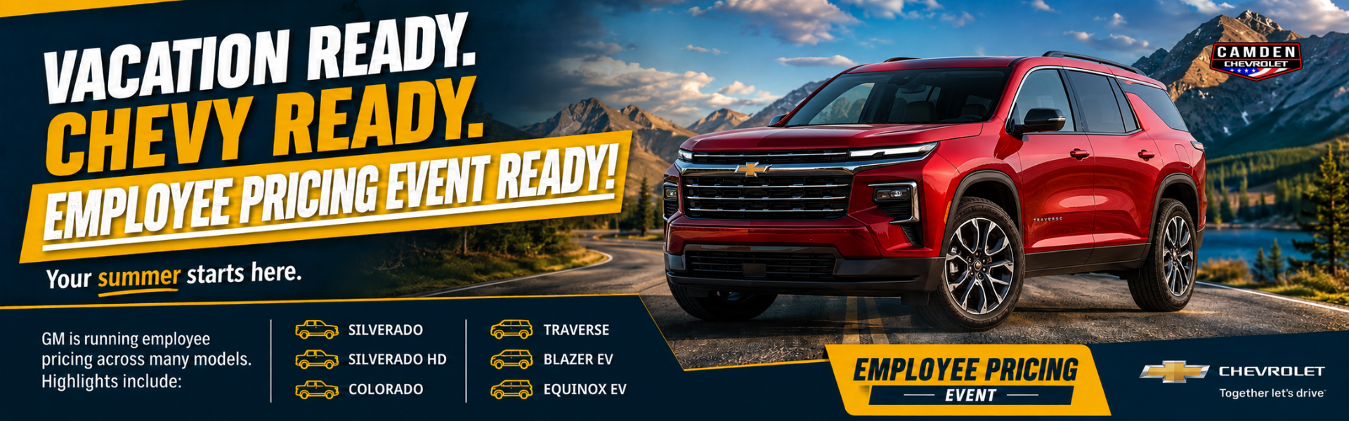 Employee pricing event featuring the Chevy Traverse 