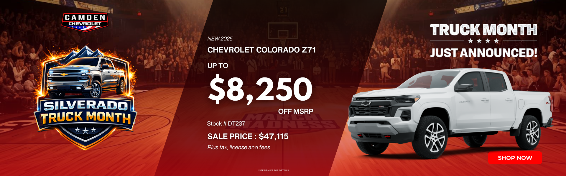 March Madness and truck month banner 2025 Chevy Colorado